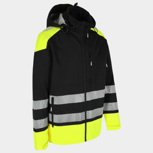 High Visibility <b>Waterproof</b> Softshell Unisex <b>Work</b> Jacket Reflective Safety Thermal Recycled Polyester Outerwear OEM Manufacturer - Product Image 2