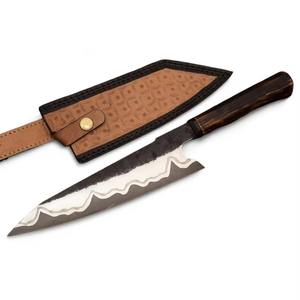 Couteau de chef professionnel de cuisine, 8 pouces, manche en bois de rose, acier Damas, avec étui en cuir - Product Image 1