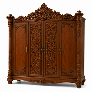 Cama con Dosel Redonda de Madera de Teca de Lujo Moderno Maharaja con Postes, Cama King Size de Cuatro Postes para Villas en EE. UU. - Product Image 5