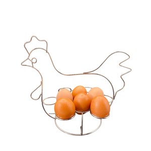 Farmhouse Style Metal Wire Egg Holder With Wooden Handle Rustic Chicken Gathering & Storage Holder For Fresh Eggs Countertop - Product Image 6