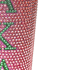 AKA Pink Green Bling Tumbler <b>with</b> <b>Lid</b> and Straw Sparkling Insulated <b>Reusable</b> Travel <b>Cup</b> Sorority Drinkware Gift for Hot Cold - Product Image 3