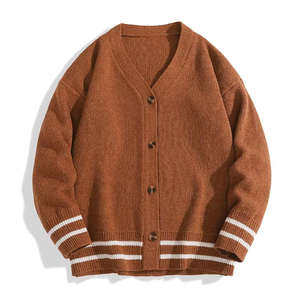 Suéter Cárdigan Universitario de Punto Beige Casual de Invierno con Bordado Personalizado de Alta Calidad para Hombre y Mujer, 100% Frontal - Product Image 4