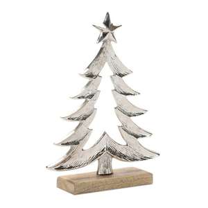Sapin de Noël élégant en aluminium argenté moderne, fait main, avec base créative et étoile en sommet - Product Image 4