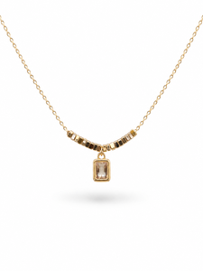 Collar Minimalista con Colgante de Aleación Chapada en Oro de 10K, Circonita Cúbica con Corte Esmeralda, Cadena con Perlas de Agua Dulce para Mujer, Uso Diario - Product Image 3
