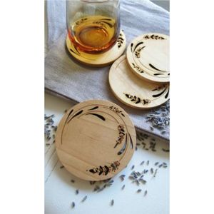 Sous-verres en bois naturel avec citations personnalisées, dessous de verre carrés en bois, support rustique pour boissons, accessoire de bar, décoration de table - Product Image 3