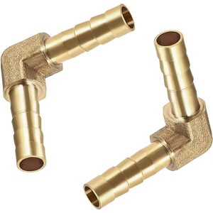 Conector de compresión de latón con extremo de púas de 90 grados para transferencia de fluidos, accesorio duradero para línea de agua - Product Image 6