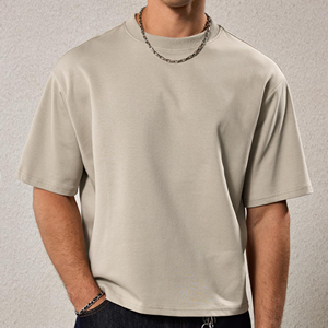 T-shirts en tricot pour hommes de haute qualité, coupe ample et carrée, 100% coton, logo sur le devant, imprimé léopard, personnalisé, respectueux de l'environnement - Product Image 2
