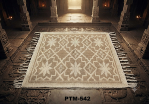 Tapis d'exercice rectangulaire en fibres naturelles PTM-542, tissage plat, support réversible, style moderne, épaisseur moyenne, lavable, pour voyage et prière - Product Image 3