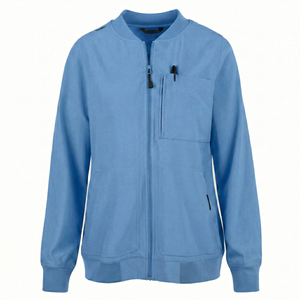 Chaqueta de enfermería elástica personalizada al por mayor para mujer, estilo bomber con cremallera, uniforme médico, chaqueta de hospital de manga larga - Product Image 5