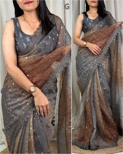 Sangeet Saree indio tradicional elegante hecho a medida para mujer, nuevo estilo de diseñador, vestido de viscosa de seda hecho a mano, tela más vendida - Product Image 6