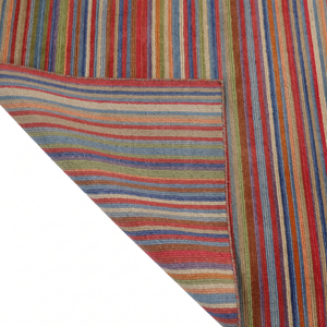 Alfombra de área gruesa, ecológica, antideslizante, de lana, con rayas horizontales multicolor personalizadas, para sala de estar, hotel, villa - Product Image 5