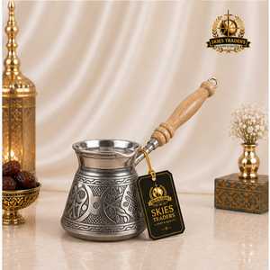 Vintage Copper Finish Engraved <b>Turkish</b> <b>Coffee</b> Pot With Metal Handle Traditional Stovetop Cezve For Kitchen - Product Image 5