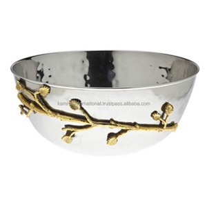 Ensemble de trois bols de service en métal écologiques avec support en laiton personnalisé pour fruits secs et divertissements de fête - Product Image 2