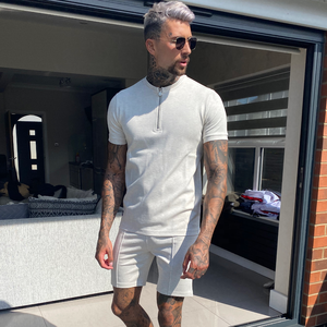 Conjunto de camiseta y chándal corto para hombre, ropa de entrenamiento deportivo de secado rápido - Product Image 3