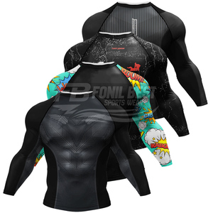 เสื้อรัดกล้ามเนื้อแขนยาว MMA ผ้าสแปนเด็กซ์/โพลีเอสเตอร์ 220 กรัม ระบายอากาศได้ดี เป็นมิตรกับสิ่งแวดล้อม แห้งเร็ว พิมพ์ลายดิจิตอลตามสั่ง พร้อมโลโก้ด้านหน้า - Product Image 5
