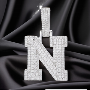 RCK Global D VVS Moissanite Brilliant Cut <b>Initial</b> <b>Pendant</b> 925 <b>Silver</b> 18K Gold Plated Hip Hop Charms Unisex for Custom Jewelry - Product Image 1