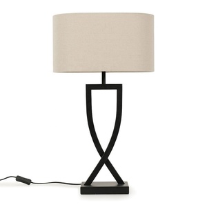 Infinity Twist Metal Table Lamp with Linen <b>Drum</b> <b>Shade</b> Sculptural Base Durable Finish Warm Ambient <b>Lighting</b> for Living Room - Product Image 2
