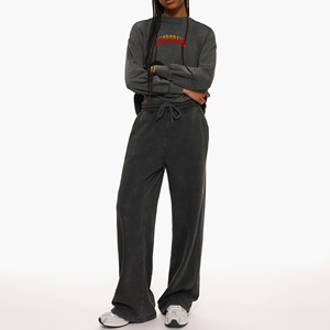 Conjunto Deportivo para Mujer, Sudadera Holgada y Pantalones Jogger, 100% Algodón, Lavado Ácido, con Logotipo Personalizado, Estilo Hip Hop, Nueva Colección 2026 - Product Image 1