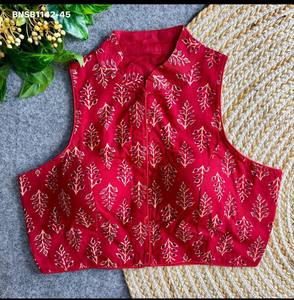 Premium Quality Latest Designer Ajrakh Cotton with Printed Design <b>Readymade</b> Collar-<b>Blouse</b> Collection Manufacturer from Surat - Product Image 6