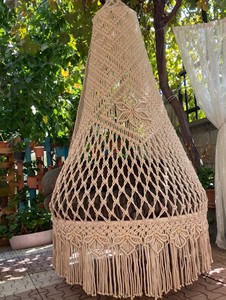 Macrame cotton rocking chair. Macrame <b>swing</b>, Macrame <b>Hammock</b> , Rocking chair, Beige hanging chair - Product Image 2
