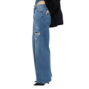 Pantalon en jean évasé pour femme, respirant, style streetwear, nouvelle collection, léger et long, très tendance. - Product Image 2