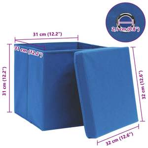Ensemble de 4 boîtes de rangement en tissu non tissé bleu 100% polyester, organiseurs de vêtements - Product Image 6