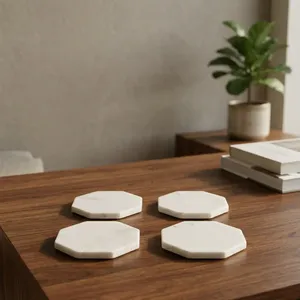 Premium Marble Coasters <b>Set</b> <b>Waterproof</b> Heat Resistant Stone Coasters for Coffee Cups Glasses Home Kitchen Use - Product Image 1