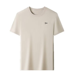 T-shirt pour homme, coupe classique, col rond, manches courtes, couleur unie, polyester et coton, style décontracté, tissu jersey tricoté, personnalisable - Product Image 1