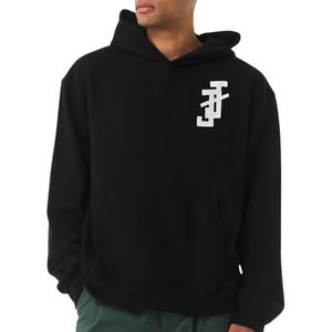Sweat à capuche noir brodé épais en molleton doux, pull à manches longues, vêtement décontracté pour l'hiver - Product Image 1