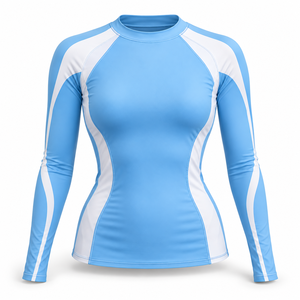 Lightweight Slim Fit <b>Womens</b> <b>Rash</b> <b>Guard</b> Custom Sublimation Wholesale Gym Swimwear Spandex Polyester <b>Womens</b> <b>Rash</b> <b>Guard</b> - Product Image 1