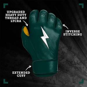 Premium Black Fingerless Leather Baseball Batting Gloves <b>Wrist</b> <b>Support</b> Strap Yellow <b>Thumb</b> Accent White Light Breathable - Product Image 3