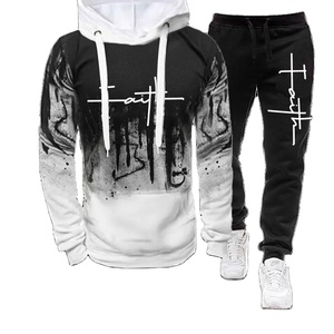 Moda Faith Impreso Otoño Hombres Chándal Casual Hombres Sudaderas y pantalones de chándal Conjuntos de dos piezas Ropa deportiva Ropa de talla grande - Product Image 3