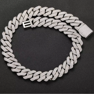 Collar de Cadena de Eslabones de Plata 925 con Baño de Rodio y Moissanita para Hombre, Estilo Hiphop, Uso Diario - Product Image 4