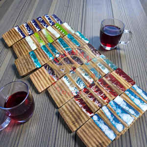 Posavasos de Madera de Mango con Resina Epoxi, Acabado Clásico de Alta Calidad, Hecho a Mano, Duradero, Ecológico, Accesorio para Bebidas a Precio Económico - Product Image 2