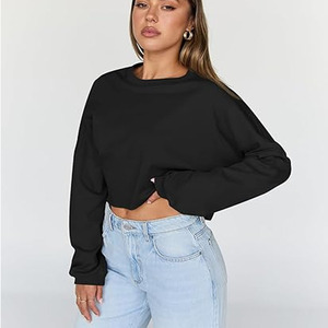 Sudadera Personalizada para Mujer, de Alta Calidad, 100% Algodón, Estilo Urbano Otoñal, Manga Larga, 360g, Corte Recortado, Bordada - Product Image 2