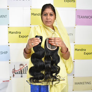 100% meilleure qualité vierge naturel noir 5*5 fermeture Bodywave Temple vietnamien correspondant dentelle suisse cheveux humains - Product Image 2