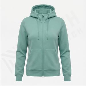 Diseño personalizado de las mujeres de algodón en blanco Logotipo de color sólido recortado liso de moda de manga larga Fitness precio barato mujeres sudadera - Product Image 2