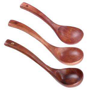 Cuillères de cuisine en bois durables et écologiques, louche à soupe à long manche, ustensiles de cuisine, couleur personnalisable, pour mariages et familles - Product Image 3