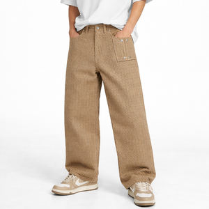 กางเกงยีนส์เดนิมแบบ Selvedge พร้อมลายปั๊มนูนแบบเรียบ น้ำหนักปานกลาง ระบายอากาศได้ดี สไตล์วินเทจ ผลิตตามสั่ง OEM - Product Image 1