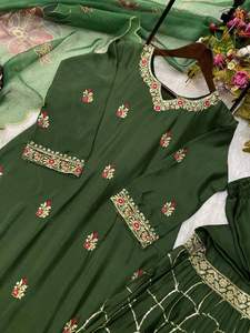 Sari de Georgette Sintética de Diseño Étnico Indio, Estilo Real, Última Moda, Tradicional, Elegante, para Fiestas, Bodas, con Blusa para Mujeres Adultas - Product Image 3