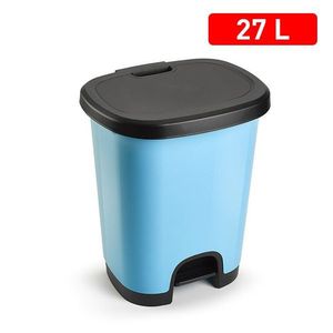 CUBO PEDAL 27L, Cubo de Basura con Tapa Abatible, Compartimento Azul y Tapa Negra - Product Image 3