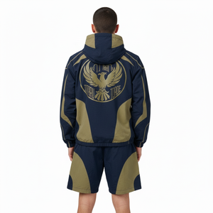 Conjunto de 2 piezas de chaqueta y pantalones cortos de nailon personalizados para hombre, estilo casual de verano, hasta la rodilla, de alta calidad, con cremallera, sudadera con capucha y pantalones cortos, chándal urbano. - Product Image 2