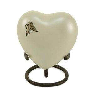 Urna funeraria artesanal para adultos en forma de corazón con soporte para exhibición en mesa, estilo europeo, urnas metálicas para cenizas, proveedor de urnas conmemorativas. - Product Image 1