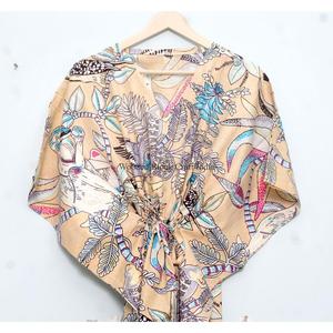 Kaftán indio con estampado de mono, ecológico, hecho a mano, natural, dulce, 100% algodón, ligero, ropa de dormir corta, ropa de playa floral, para verano - Product Image 6