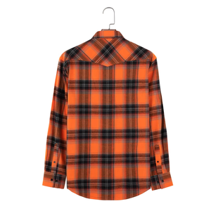 Camisa de Franela Personalizada a Cuadros con Estampado Naranja para Hombre, Manga Larga, Algodón, Informal, para Otoño - Product Image 5