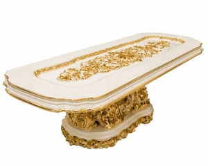 Classical Palace Inspired Carved <b>Dining</b> Room Furniture 10 Seater Ornate White Gold Inlay Oval <b>Dining</b> <b>Table</b> <b>with</b> Carved <b>Chairs</b> - Product Image 3