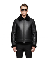Nouvelle veste en cuir shearling B3 pour homme 2025, style RAF, veste bomber aviateur de haute qualité avec manches longues en tissu toile pour l'hiver