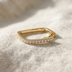 Pendientes de Aro de Oro de 18K con Diamantes Semipavimentados, Geométricos Cuadrados, Minimalistas, Modernos, para Uso Diario, Regalo para Mujer - Product Image 3