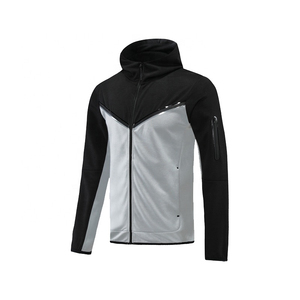 Chándal Deportivo para Hombre en Gris y Negro con Bloques de Color, Sudadera con Capucha y Cremallera, con Bolsillos, Corte Regular, Ropa Deportiva de Otoño - Product Image 3