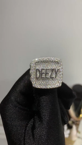 Mens 925 Silver Moissanite Custom <b>Name</b> Signet <b>Ring</b> Iced Statement Pave Luxury Pinky <b>Ring</b> Personalized Gift for Men - Product Image 2